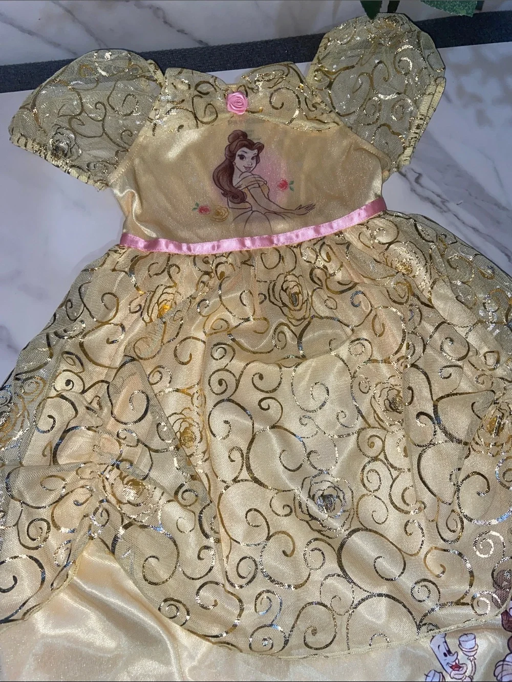 Disney Princess Belle Beauty And The Beast Girls' Gold Princess Dress size 3T